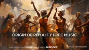 History of royalty music. Black women in a painterly styled illustration dancing in traditional African clothing