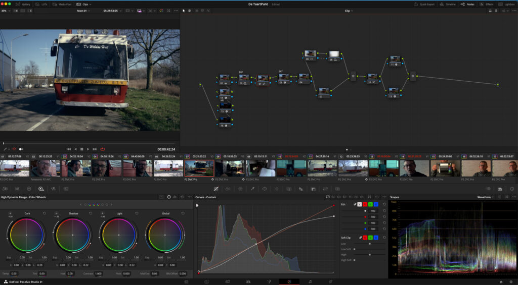 Davinci Resolve UI of the Color Tab